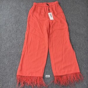 Karen Millen Pants Size 4 Coral Orange Wide Leg Trousers Crop Occasion Party NEW